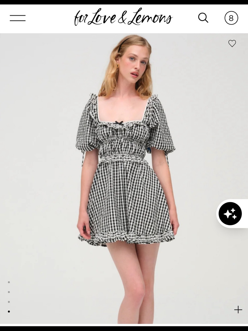 For Love & Lemons Black Gingham Smocked Mini